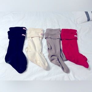 HUNTER Fleece Talk Boot Socks - Lot of four - Black, Red, Cream and Grey